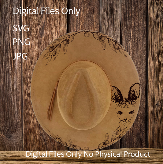 Hat Laser Burning Designs – Digital Download (SVG, PNG, JPG 300dpi), Wattle & Kangaroo, 2058