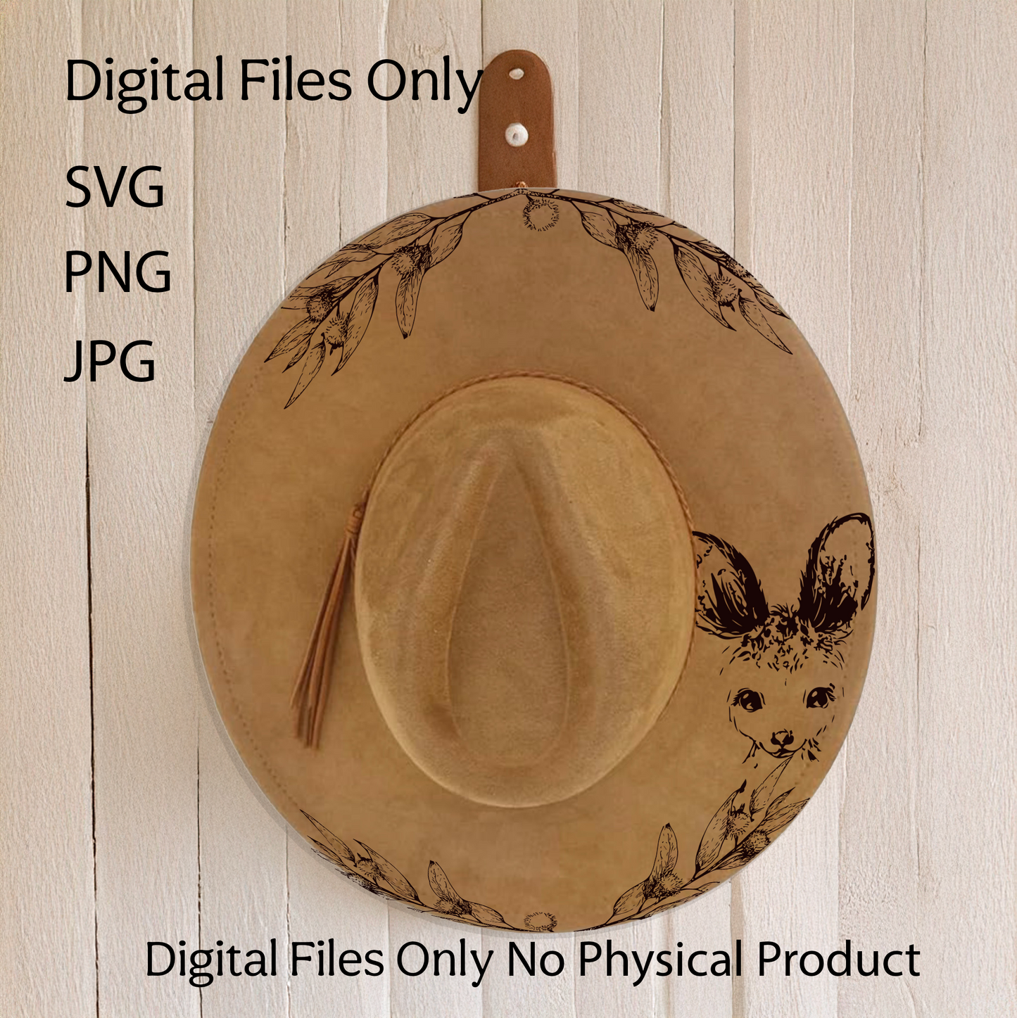 Hat Laser Burning Designs – Digital Download (SVG, PNG, JPG 300dpi), Wattle & Kangaroo, 2058