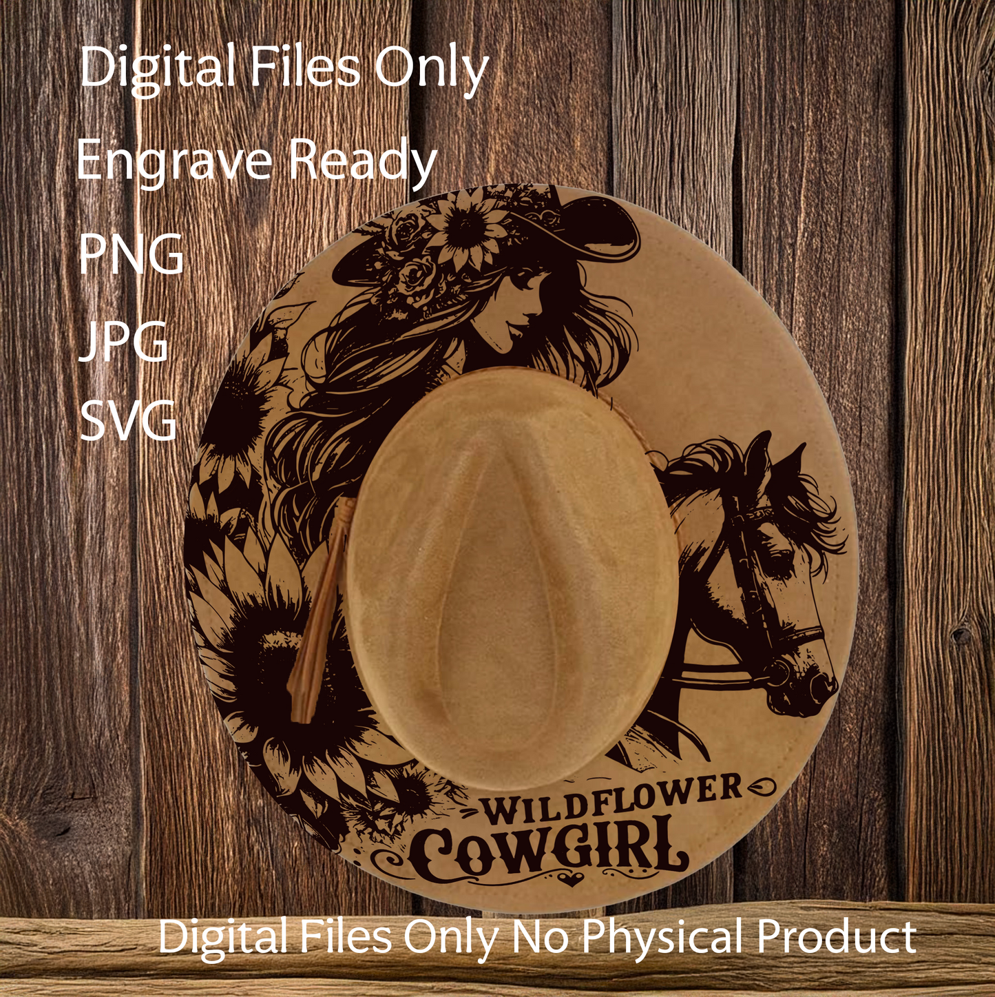 Hat Laser Burning Designs – Digital Download (SVG, PNG, JPG 300dpi), Cowgirl, 2185