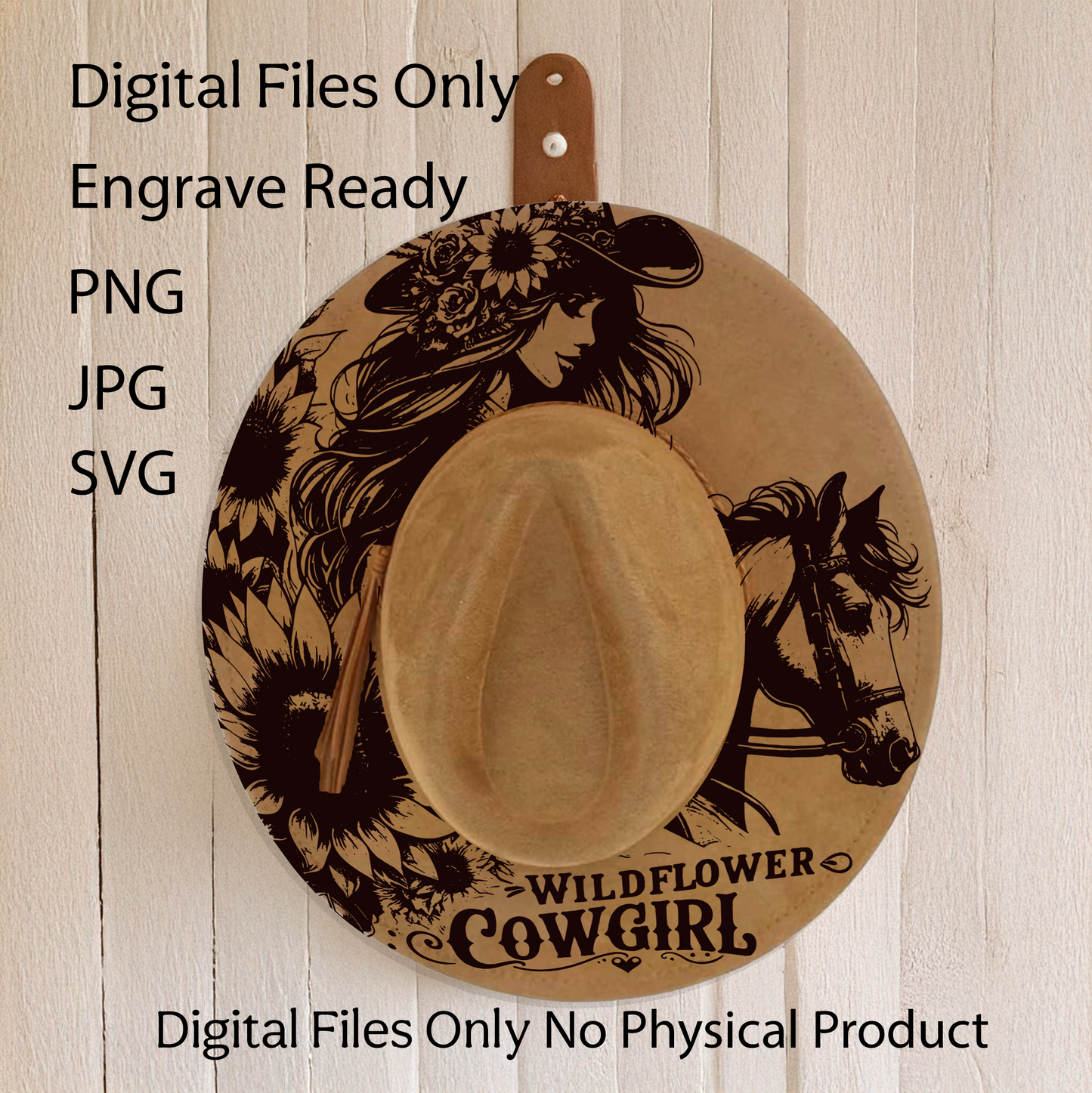 Hat Laser Burning Designs – Digital Download (SVG, PNG, JPG 300dpi), Cowgirl, 2185