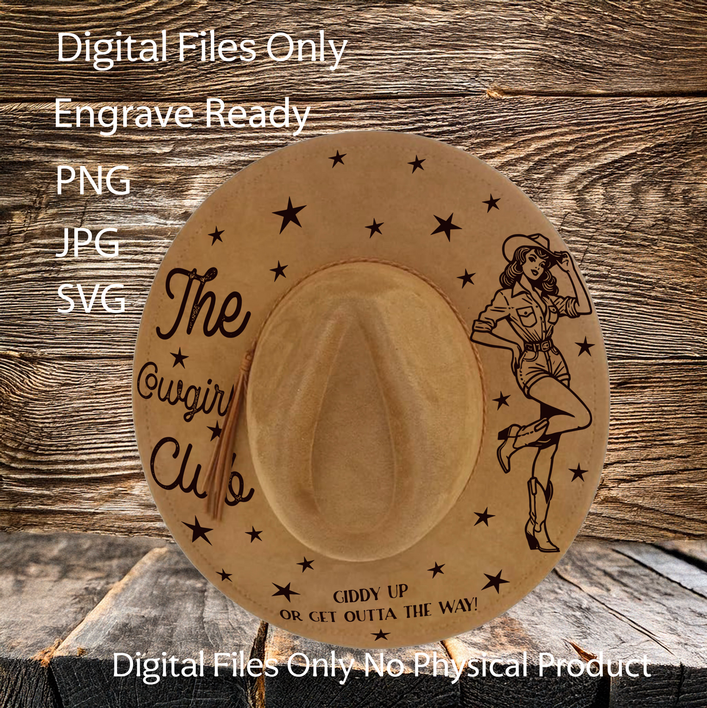 Hat Laser Burning Designs – Digital Download (SVG, PNG, JPG 300dpi), Cowgirl, 2186