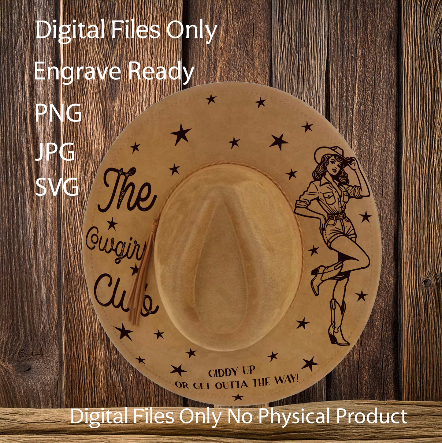 Hat Laser Burning Designs – Digital Download (SVG, PNG, JPG 300dpi), Cowgirl, 2186