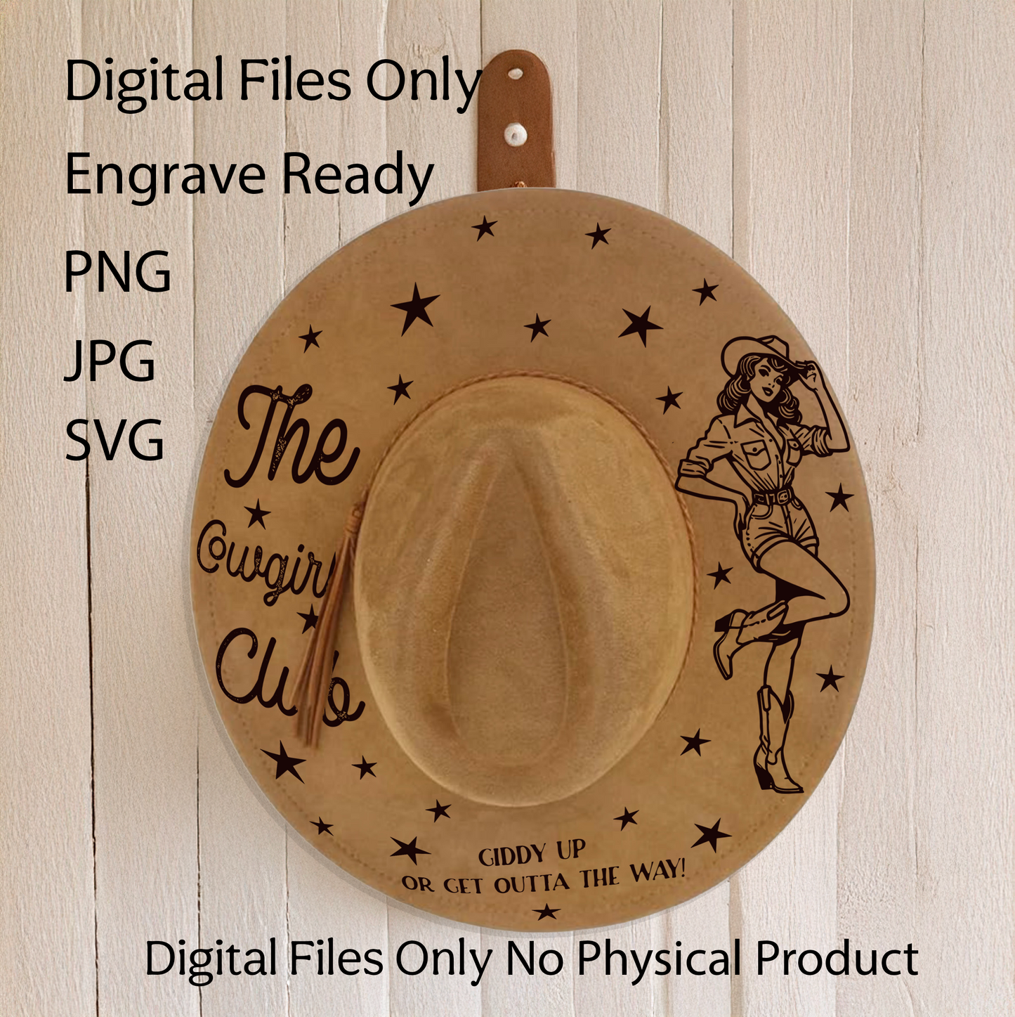 Hat Laser Burning Designs – Digital Download (SVG, PNG, JPG 300dpi), Cowgirl, 2186