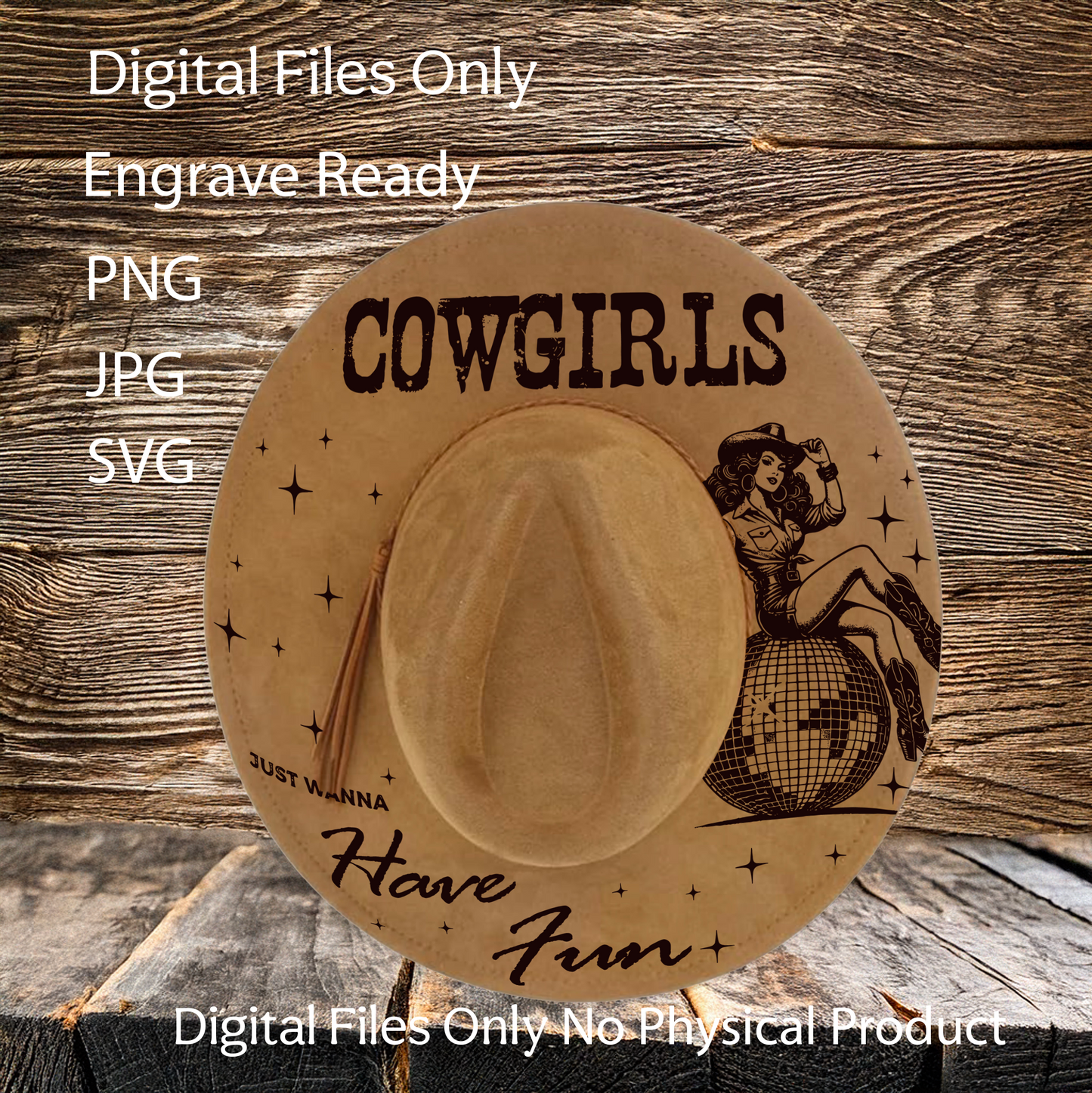 Hat Laser Burning Designs – Digital Download (SVG, PNG, JPG 300dpi), Cowgirl, 2187