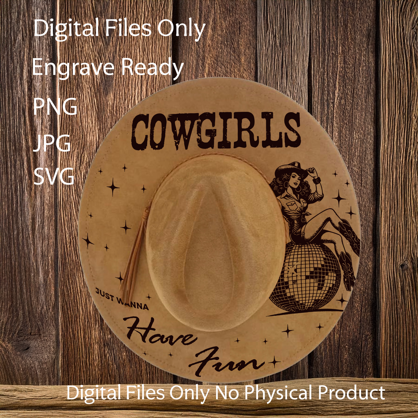 Hat Laser Burning Designs – Digital Download (SVG, PNG, JPG 300dpi), Cowgirl, 2187