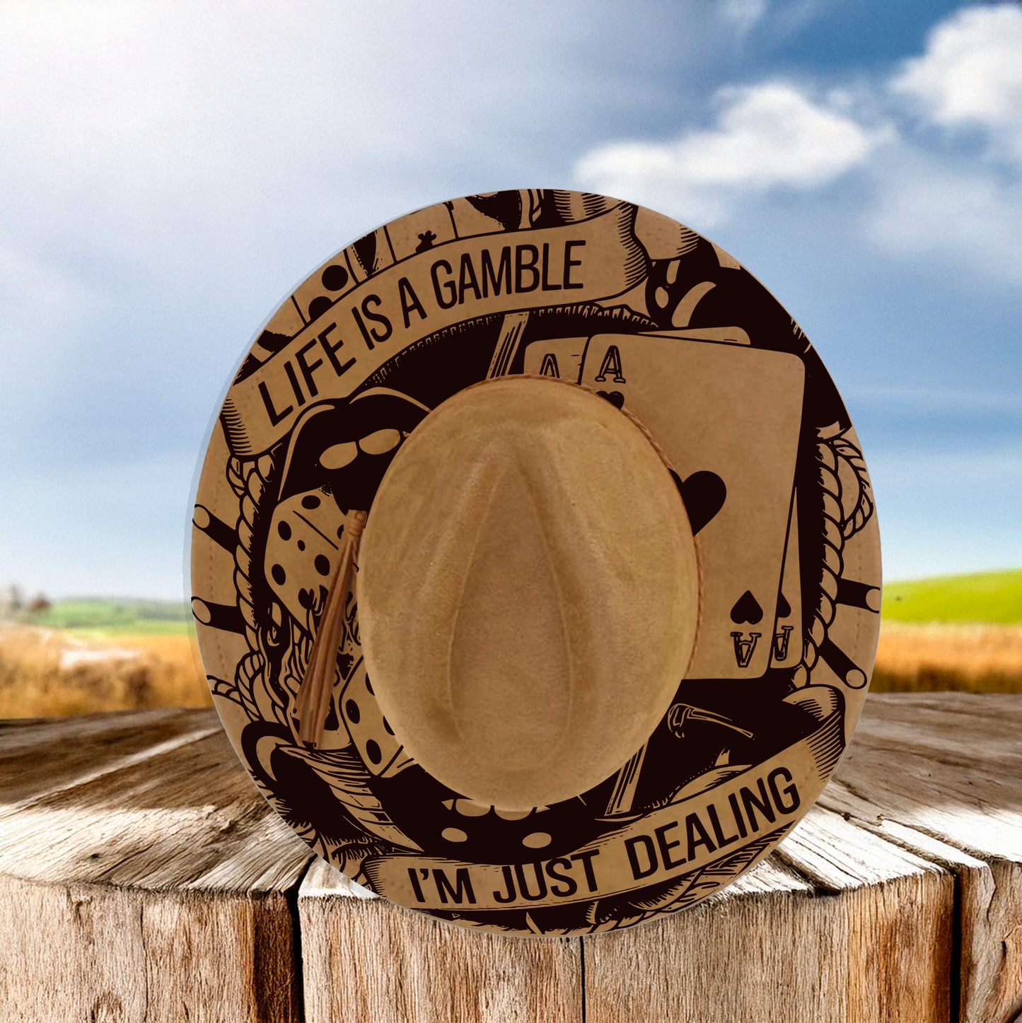 Hat Laser Burning Designs – Digital Download (SVG, PNG, JPG 300dpi), Life is a Gamble, 2188