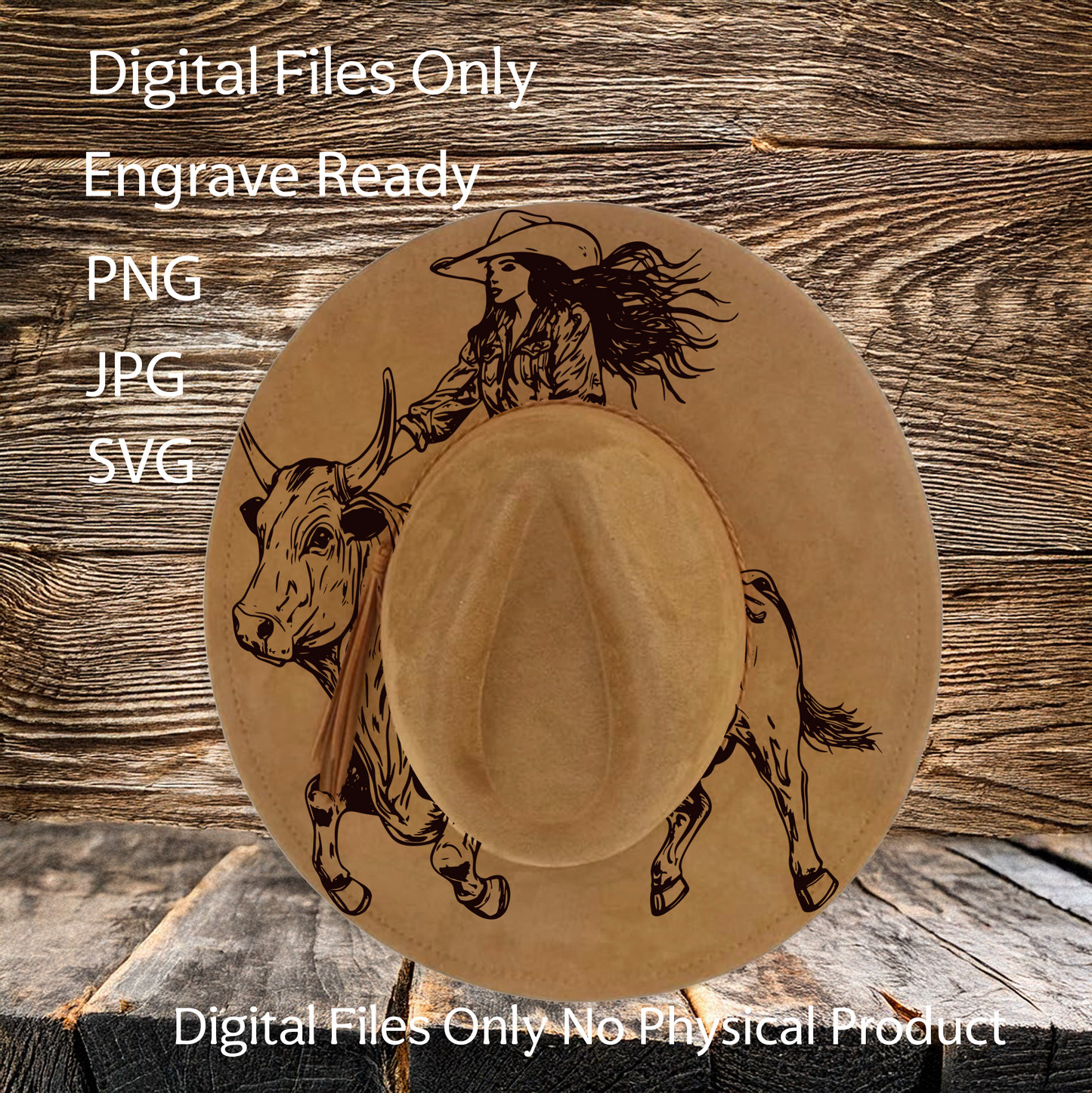 Hat Laser Burning Designs – Digital Download (SVG, PNG, JPG 300dpi), Rodeo Cowgirl, 2189