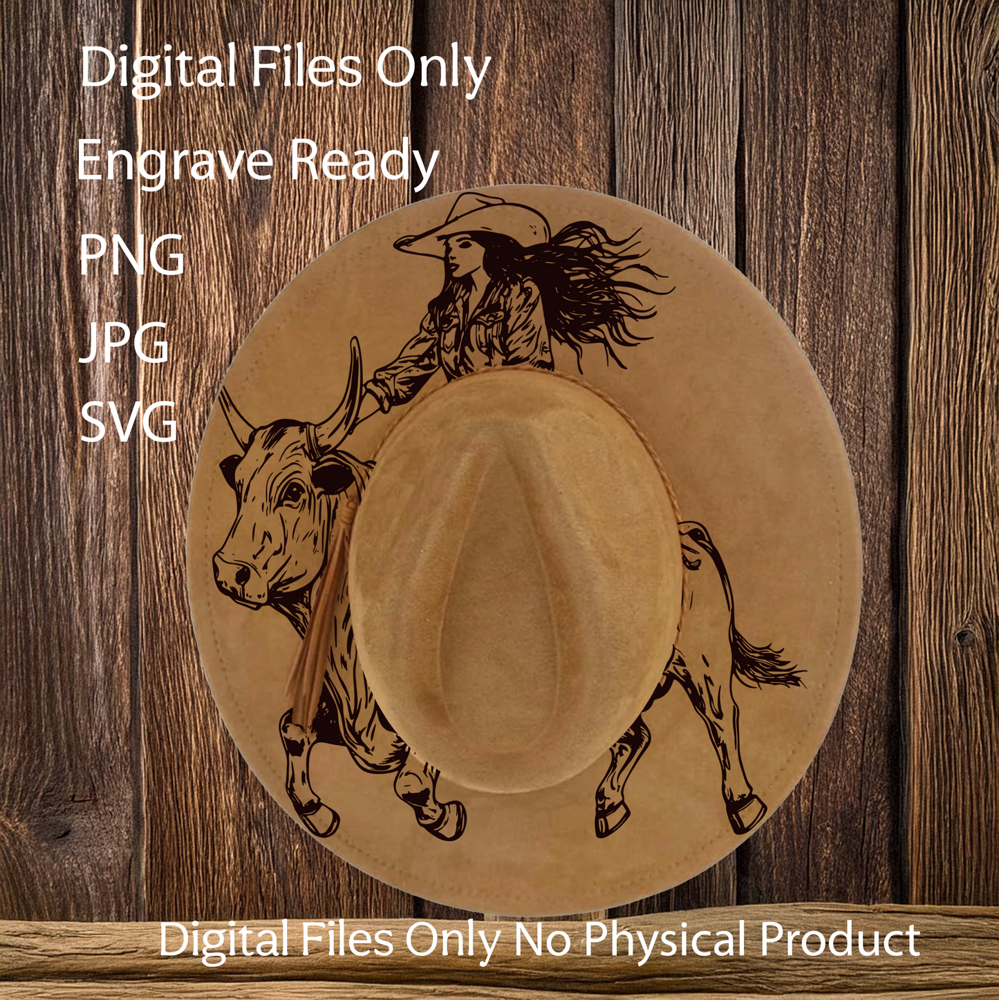 Hat Laser Burning Designs – Digital Download (SVG, PNG, JPG 300dpi), Rodeo Cowgirl, 2189