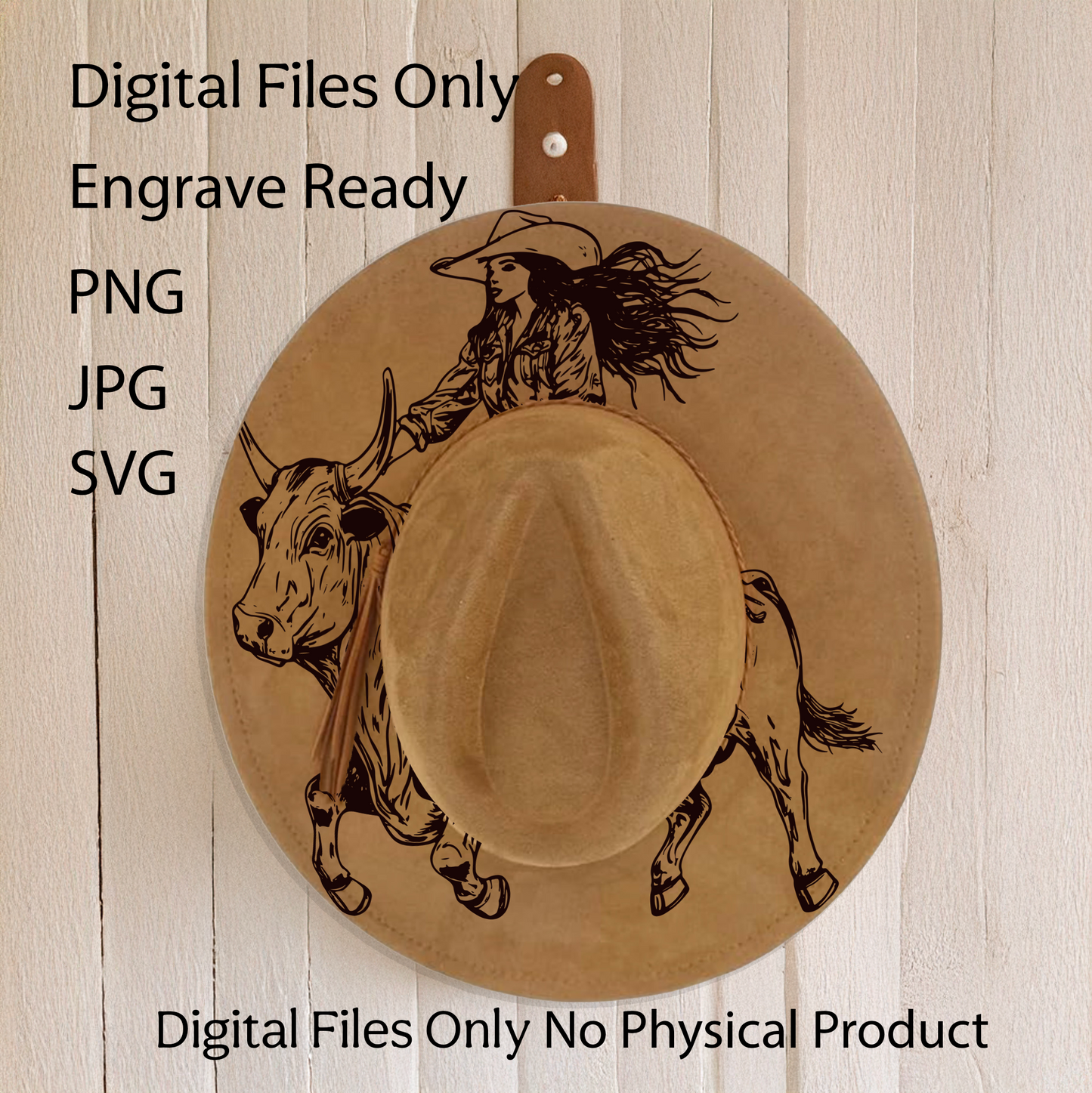 Hat Laser Burning Designs – Digital Download (SVG, PNG, JPG 300dpi), Rodeo Cowgirl, 2189