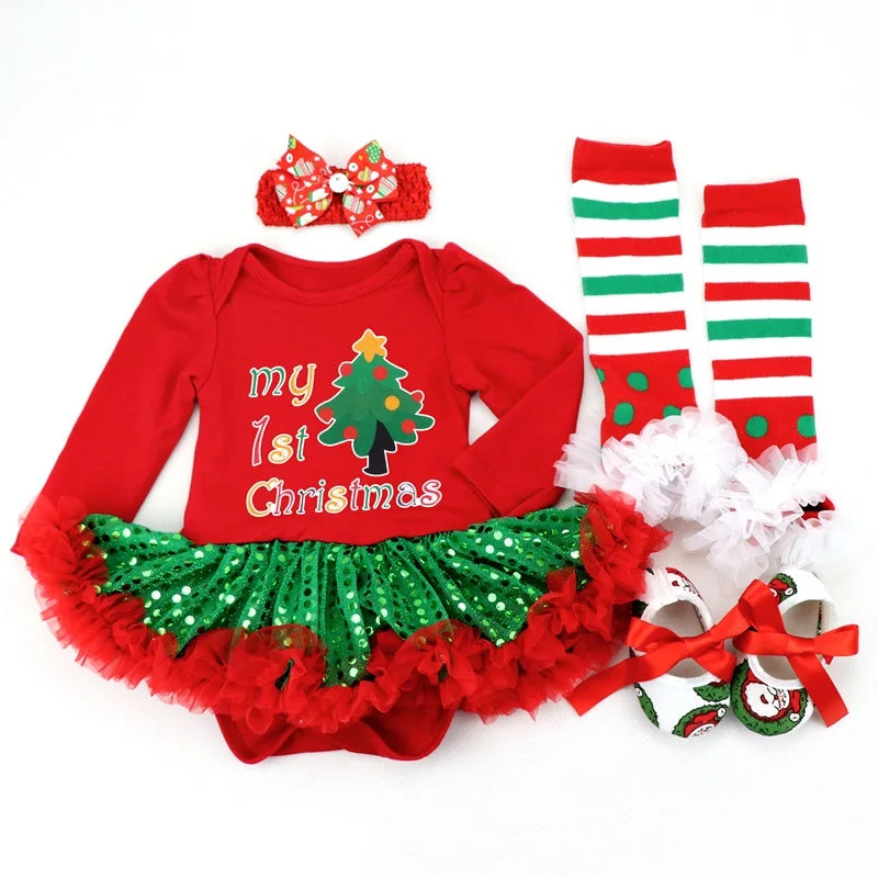 Fancy Baby Girls Clothes New Year Dress Christmas Costume Newborn Carnival Christmas Tree Santa Dresses For Girls Holiday Party