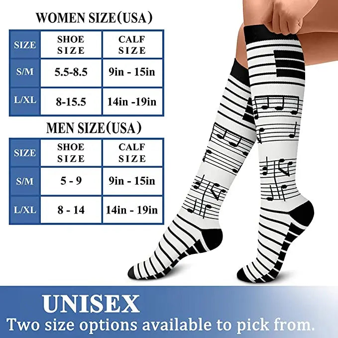 New Compression Socks Knee High Men Women Running Travel Flight Cycling Socks