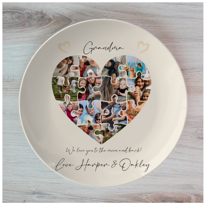 Heart Puzzle 10 Plate, add your own Photos and Wording