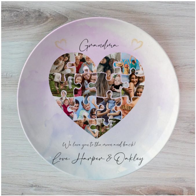 Heart Puzzle 10 Plate, add your own Photos and Wording