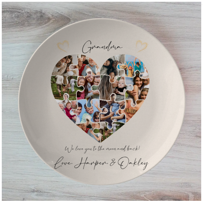 Heart Puzzle 10 Plate, add your own Photos and Wording