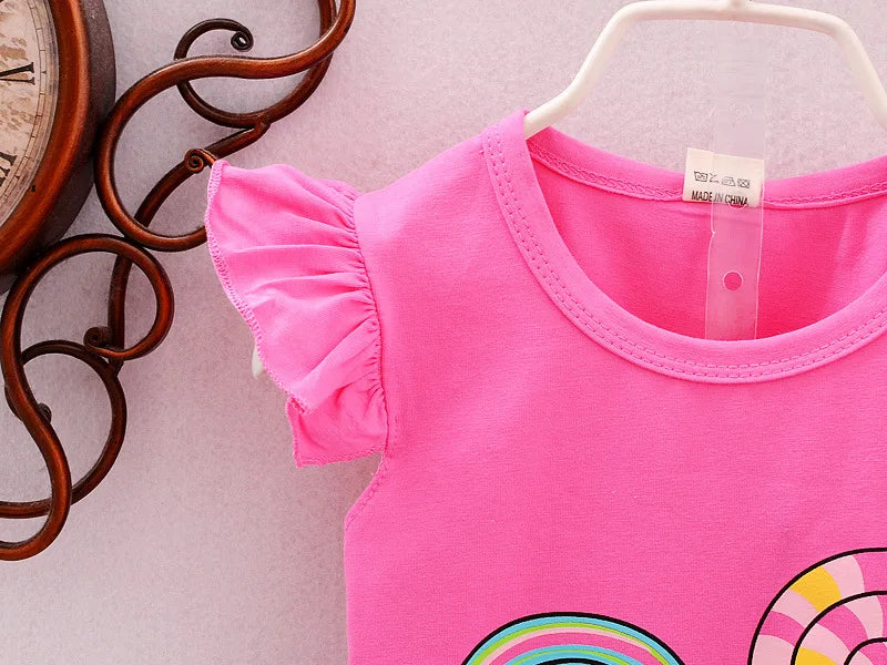 Summer Baby Clothes Sets Lollipop Print Sleeveless T-shirts and Shorts 2pcs Newborn Infant Girls Clothing Suits Outfits