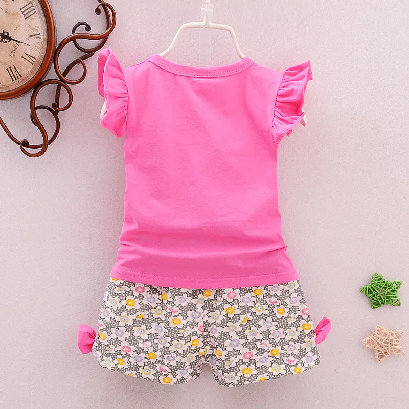 Summer Baby Clothes Sets Lollipop Print Sleeveless T-shirts and Shorts 2pcs Newborn Infant Girls Clothing Suits Outfits