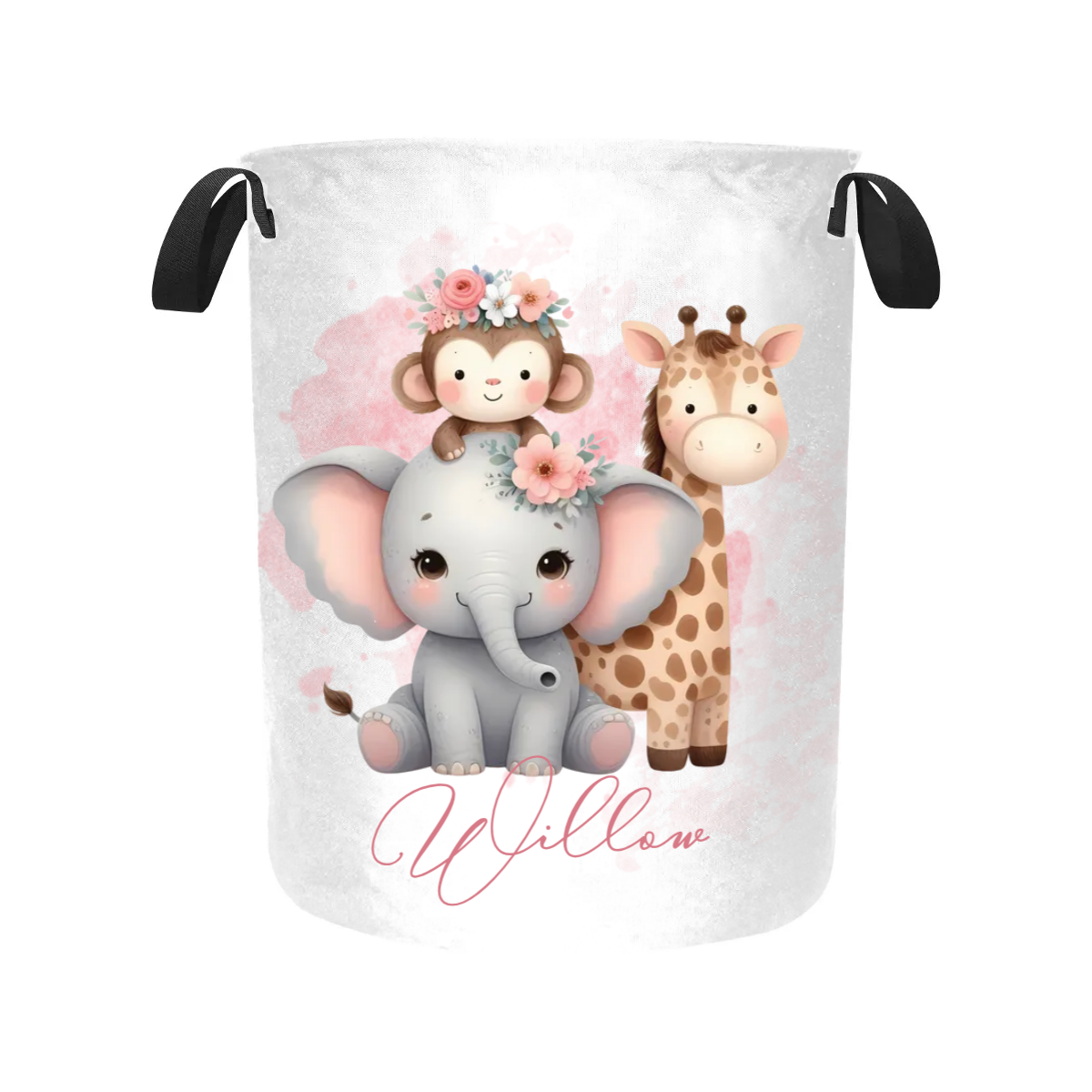 Laundry Basket Personalised Elephant Giraffe and Monkey