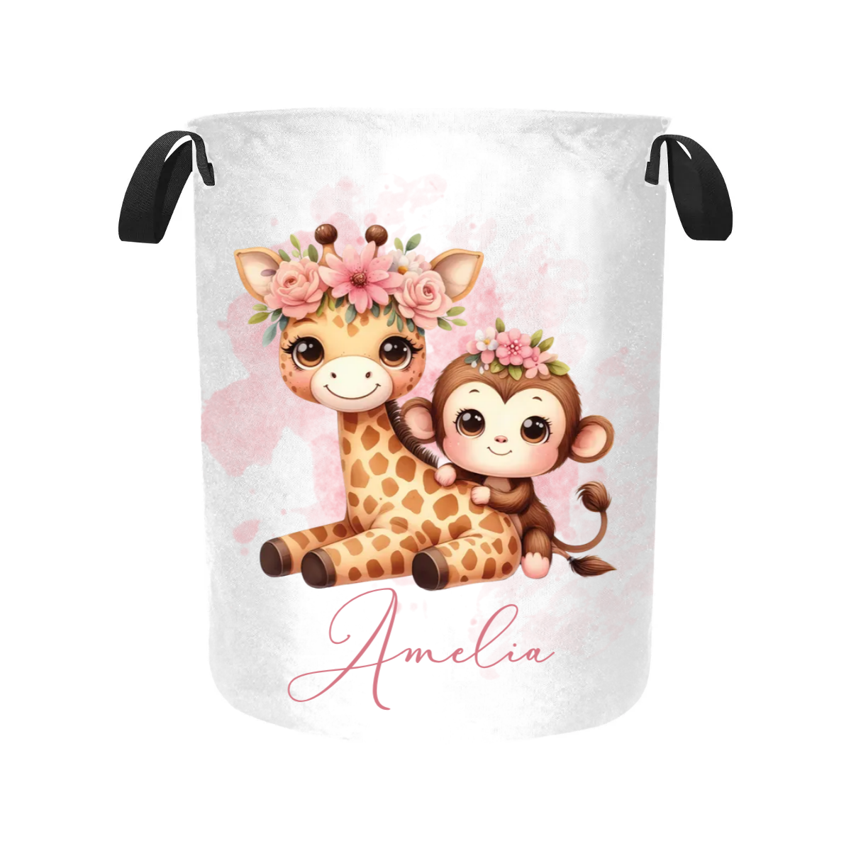 Laundry Basket Personalised Giraffe and Monkey