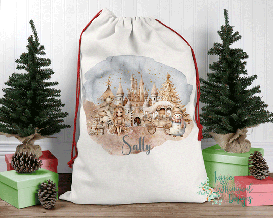 Boho Fairy Personalised Santa Sack, Linen Bag