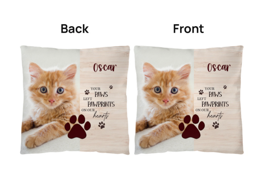 Memorial Pet, Your Paws Left Pawprints on our Hearts Classic Pillow with Insert