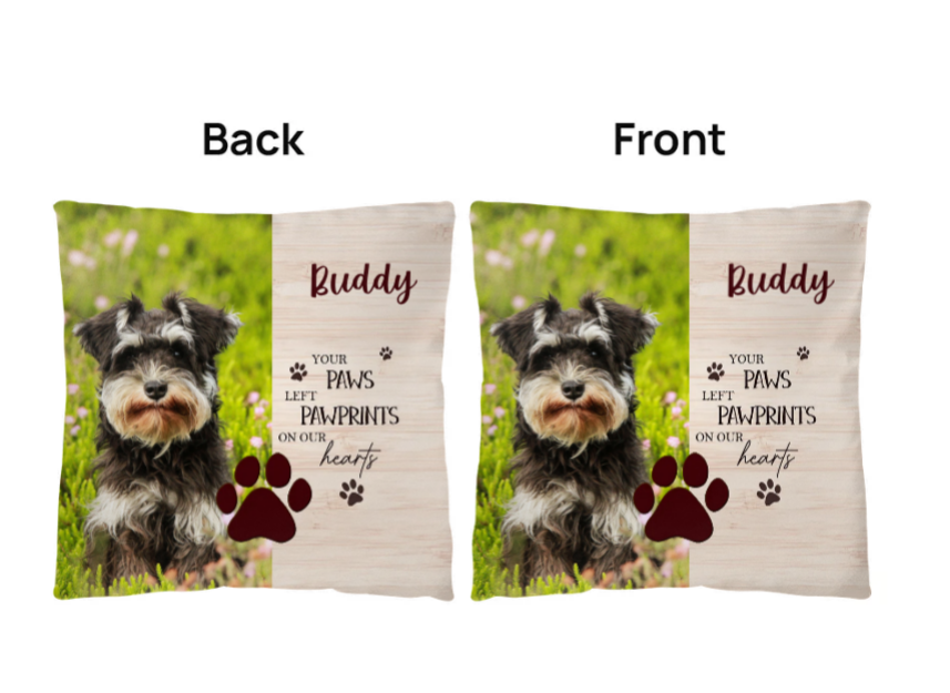 Memorial Pet, Your Paws Left Pawprints on our Hearts Classic Pillow with Insert