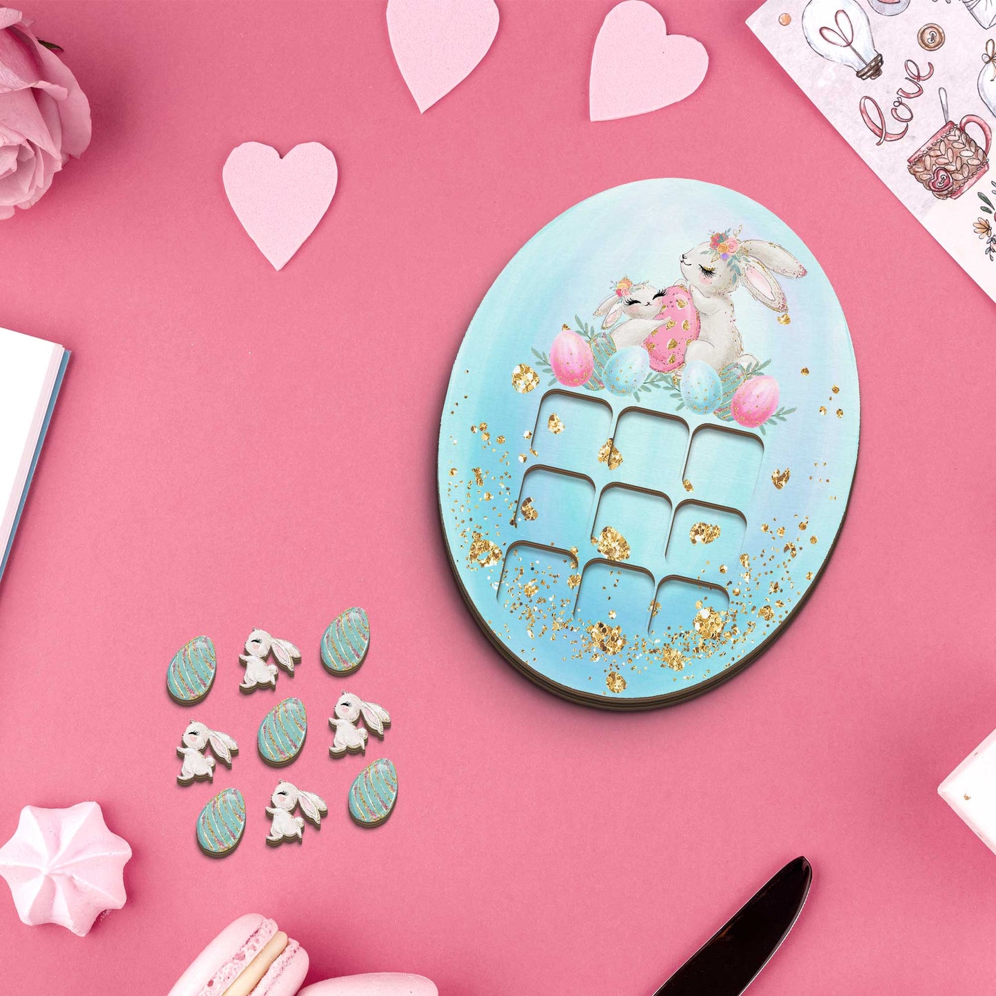 Personalised Wooden Tic Tac Toe Board – Personalised Easter Bunnies, Playful & Stylish Décor