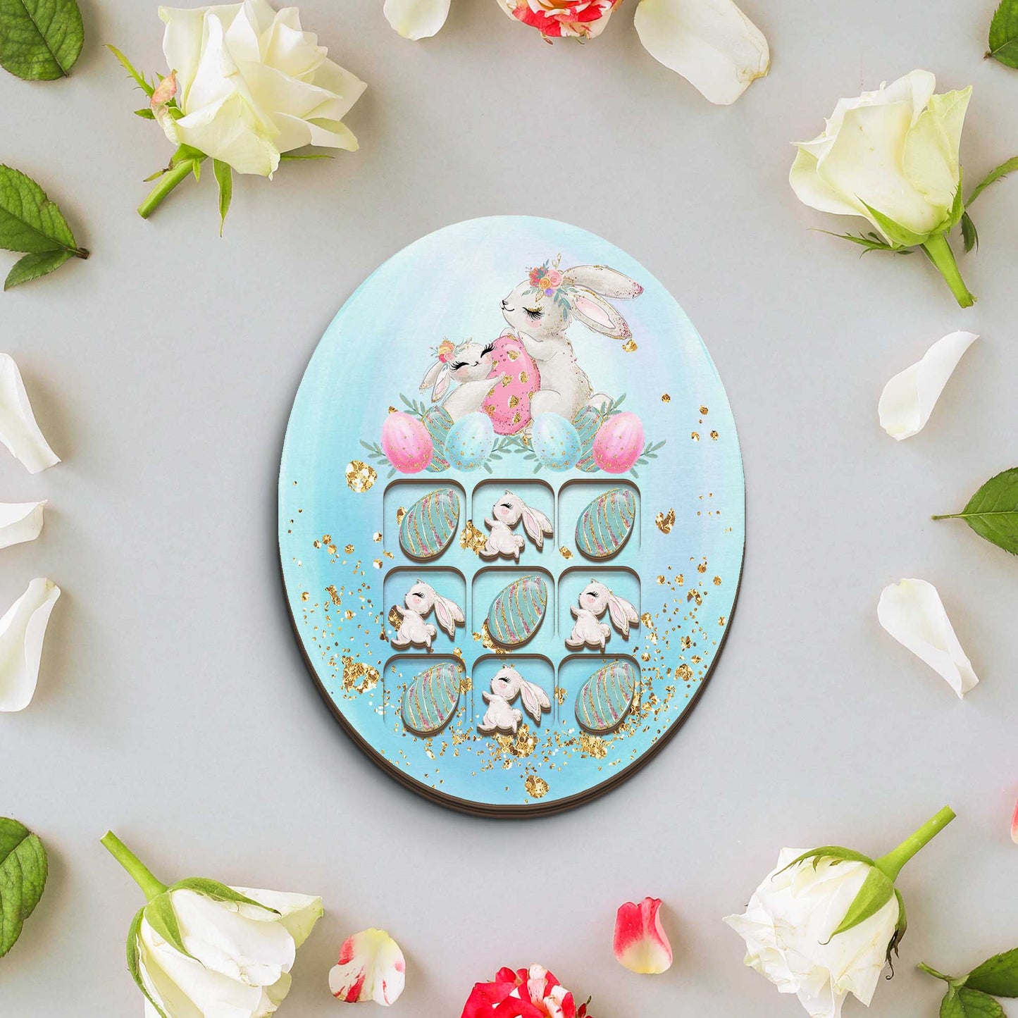 Personalised Wooden Tic Tac Toe Board – Personalised Easter Bunnies, Playful & Stylish Décor