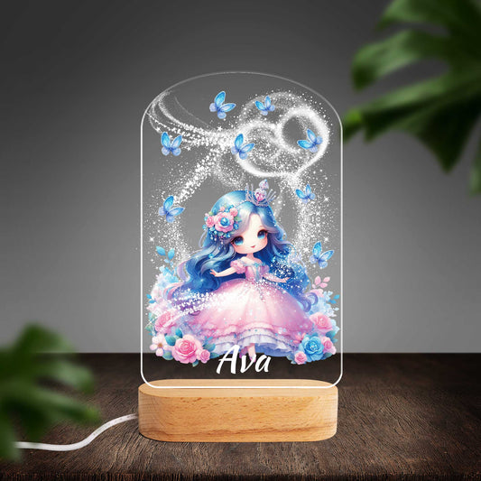 Personalised Princess Custom Shape Photo Night Light (Beech wood base)