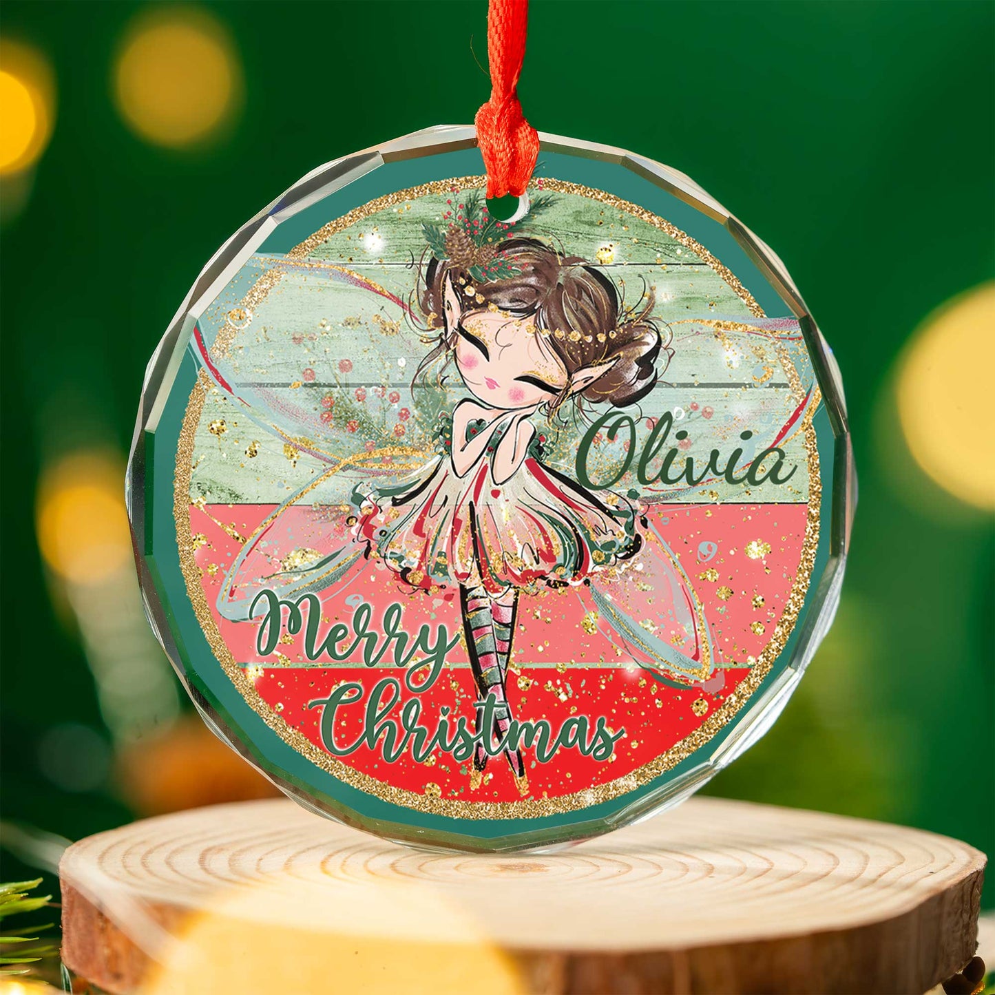 Glass Ornament Personalised Christmas Fairy