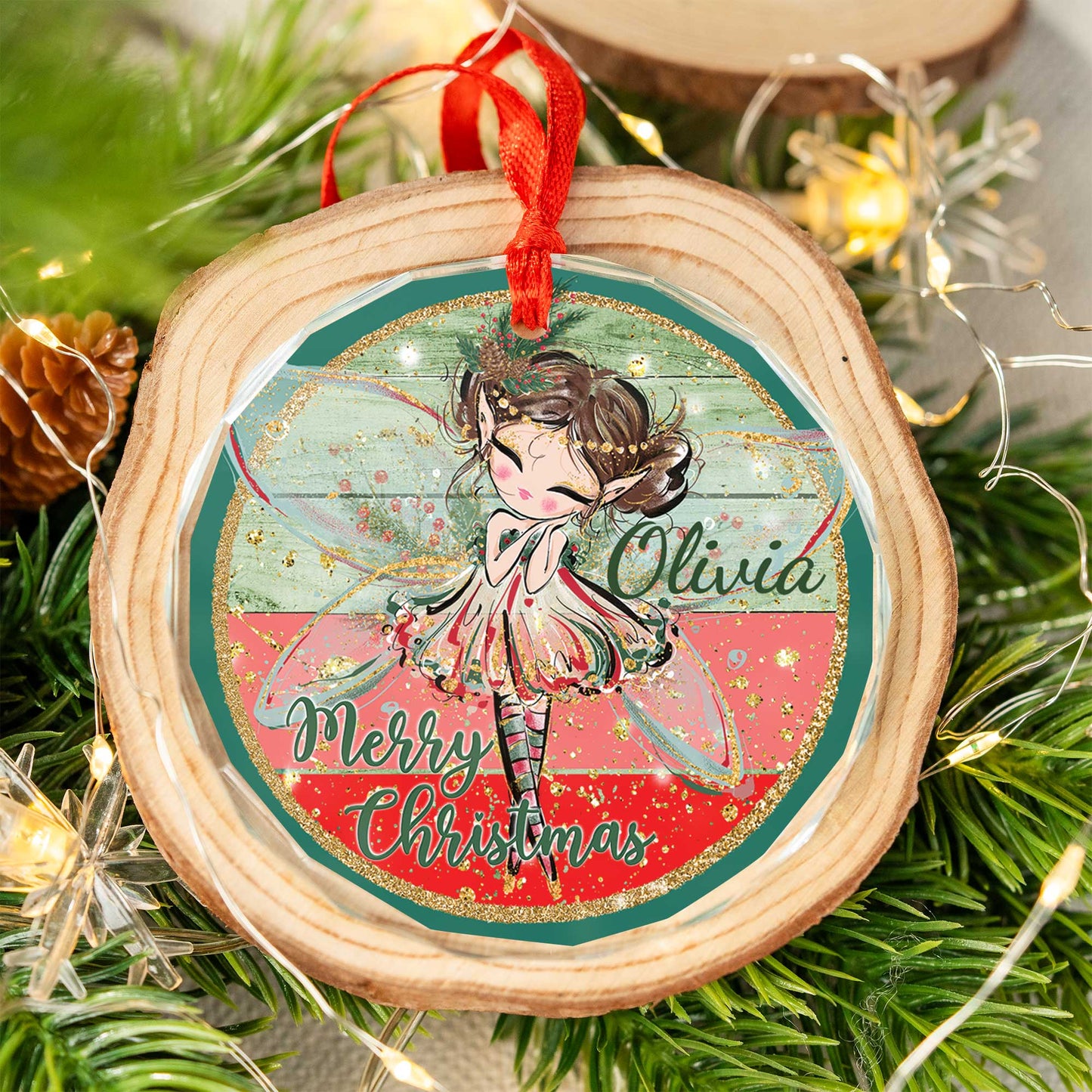 Glass Ornament Personalised Christmas Fairy