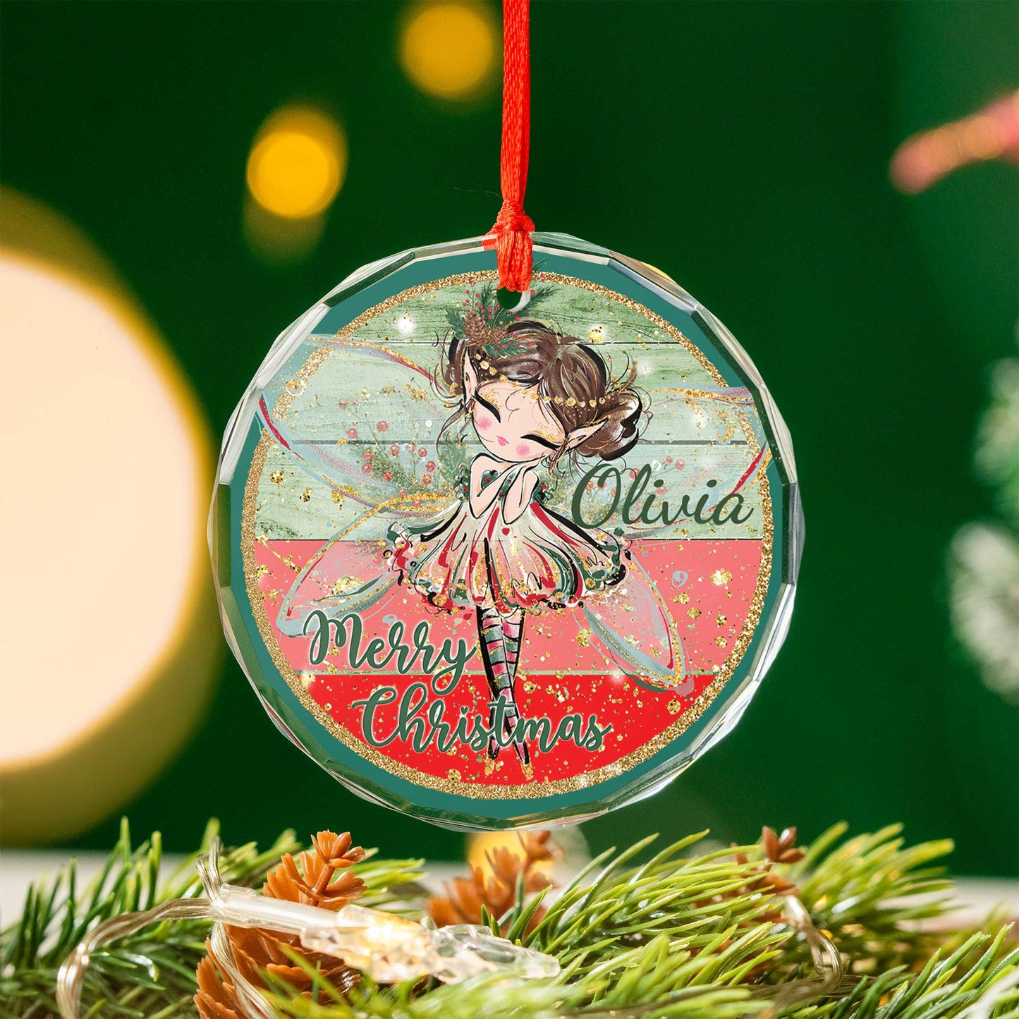 Glass Ornament Personalised Christmas Fairy