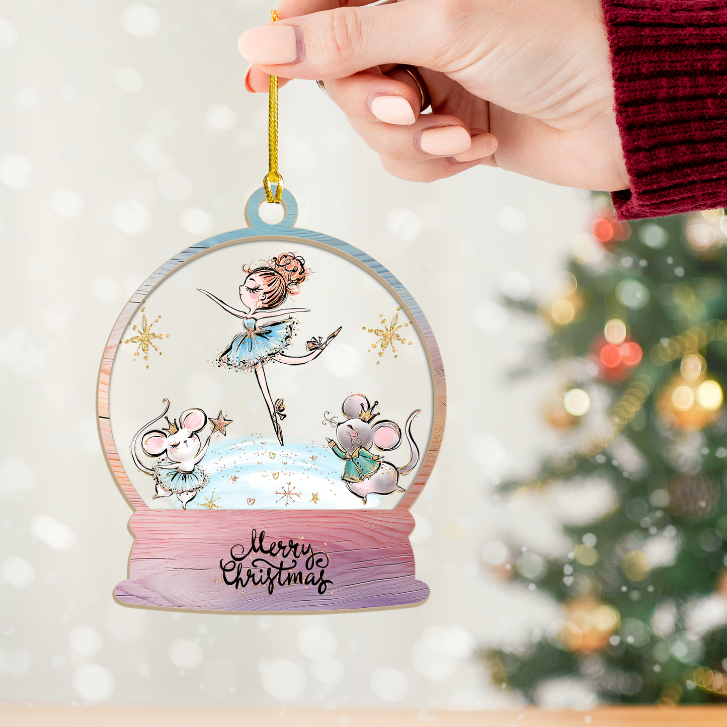 Wood and Acrylic Ornament Personalised Ballerina