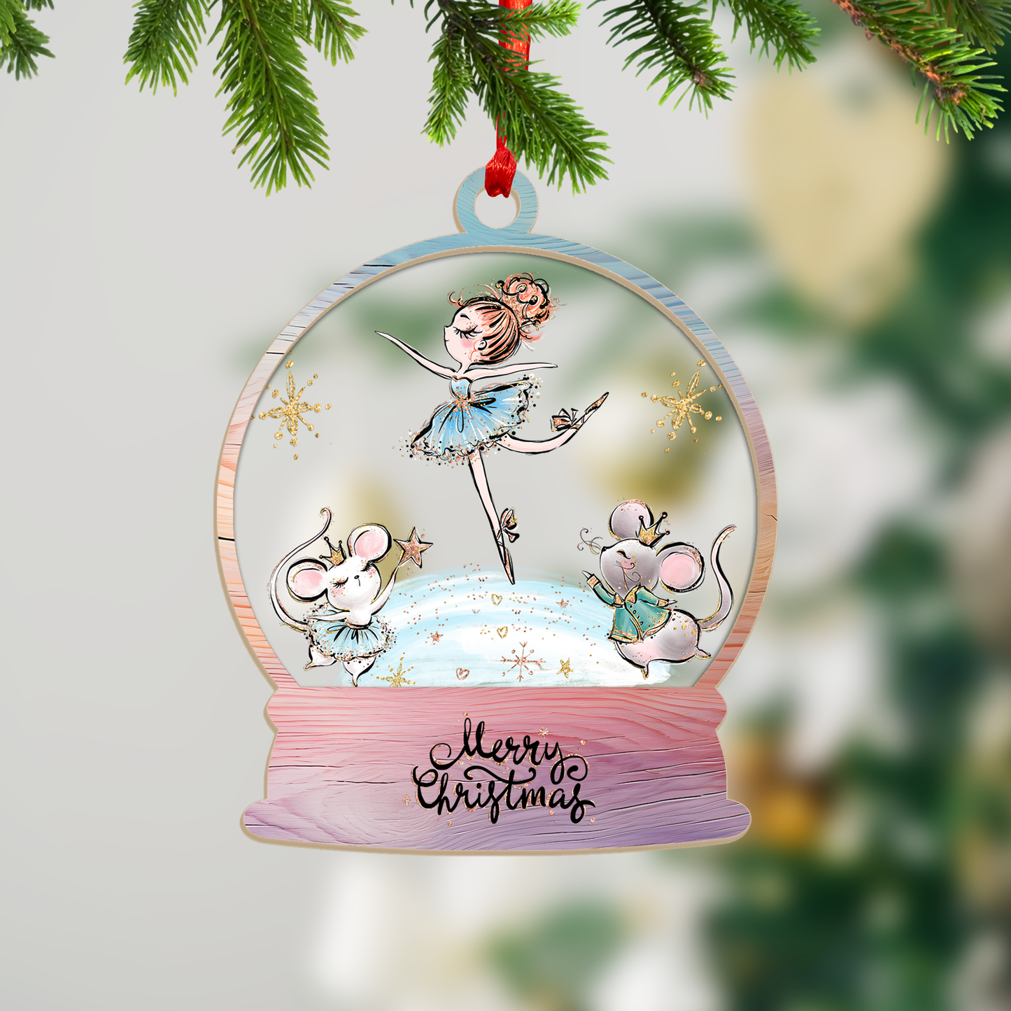 Wood and Acrylic Ornament Personalised Ballerina