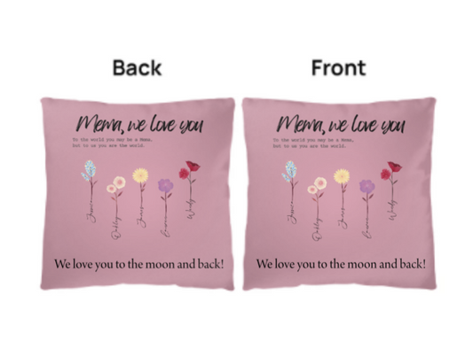 Mom, Mum, Gigi, Grandma, Mema's Garden Classic Pillow, Choose upto 20 names