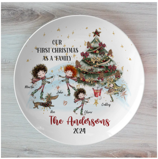 Our First Christmas as a Family Personalised Plate