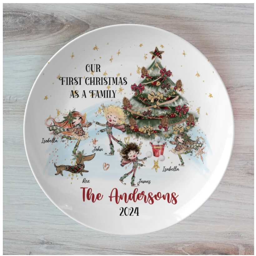 Our First Christmas as a Family Personalised Plate