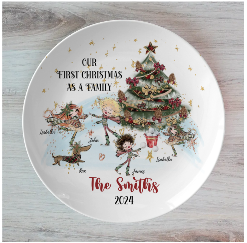 Our First Christmas as a Family Personalised Plate