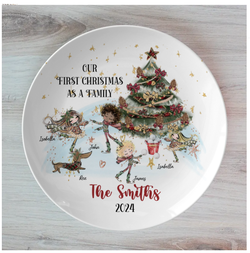 Our First Christmas as a Family Personalised Plate