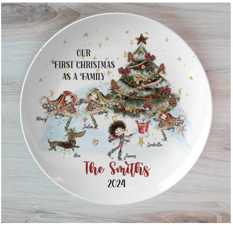 Our First Christmas as a Family Personalised Plate