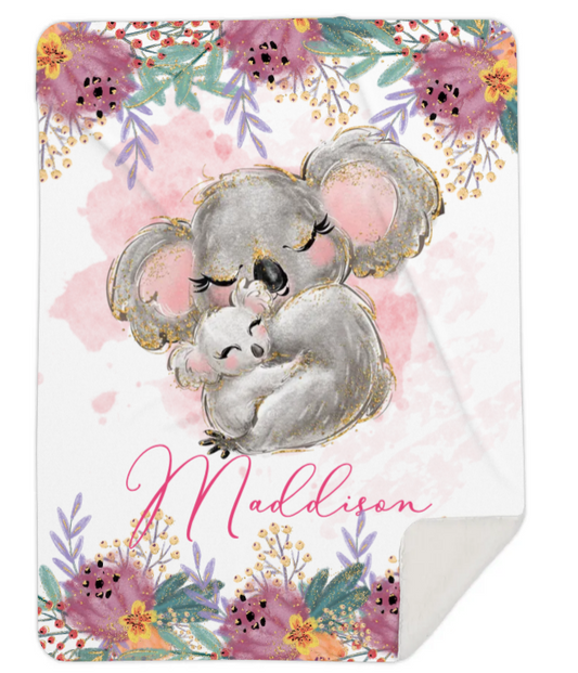 Personalised Koala Fleece Blanket