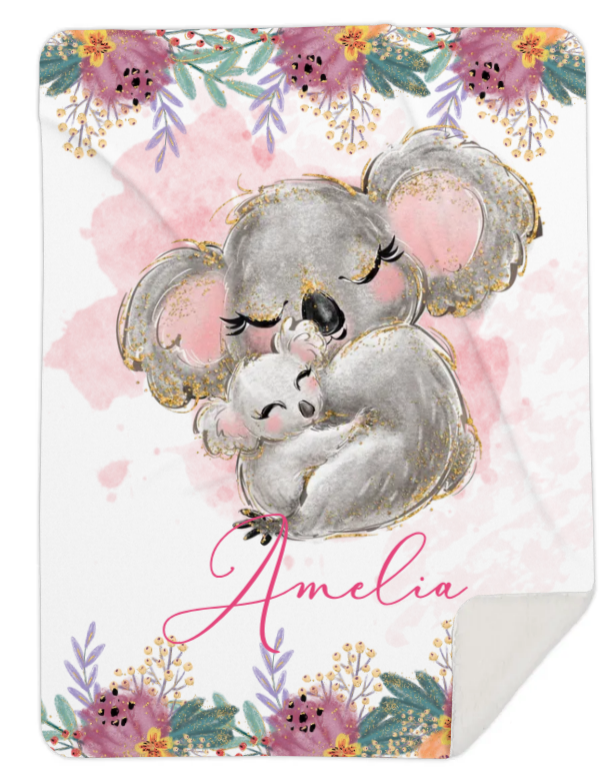 Personalised Koala Fleece Blanket