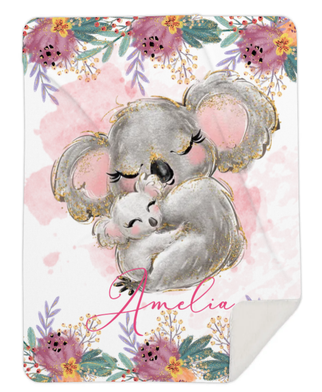 Personalised Koala Fleece Blanket