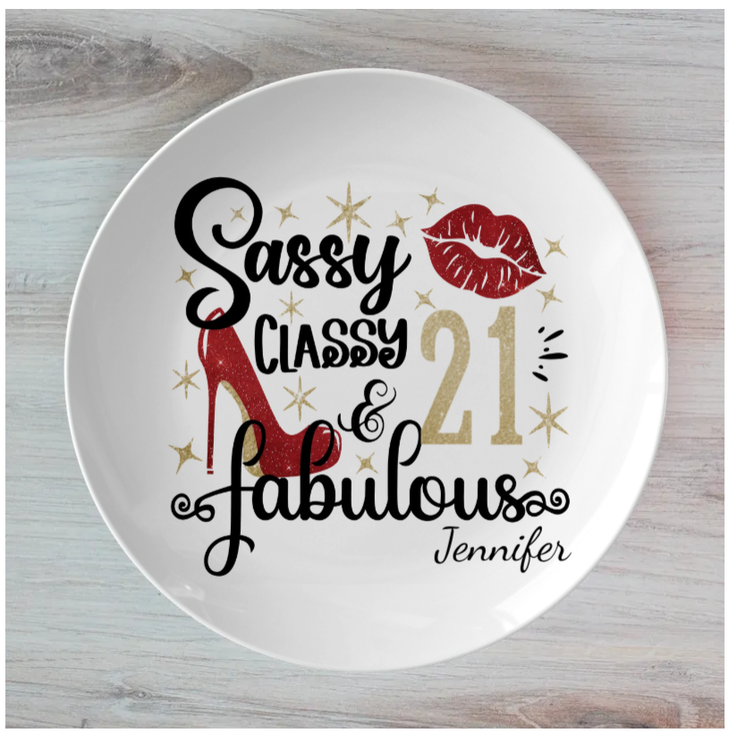 Personalised Birthday Dinner Plate Sassy Classy & Fabulous