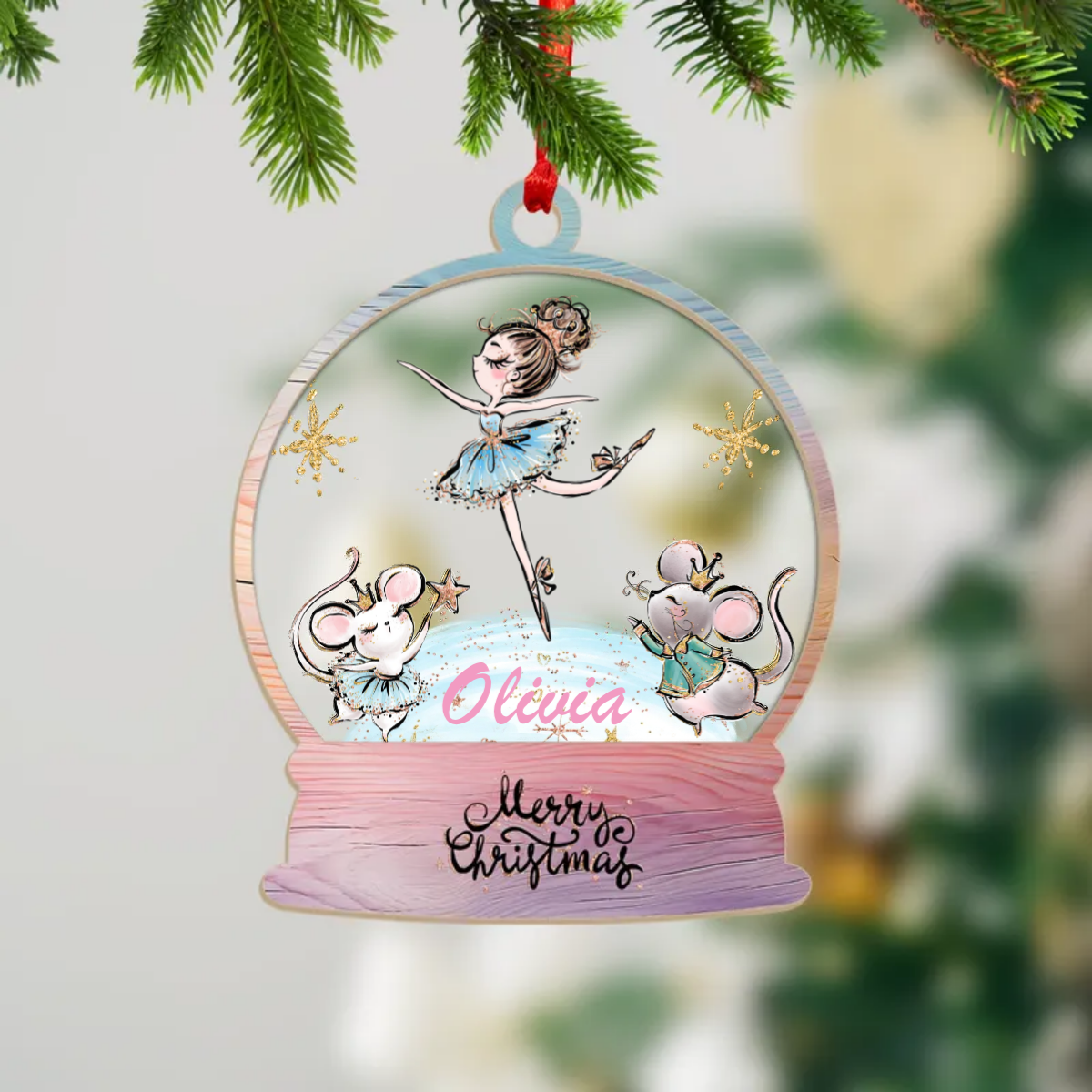 Wood and Acrylic Ornament Personalised Ballerina