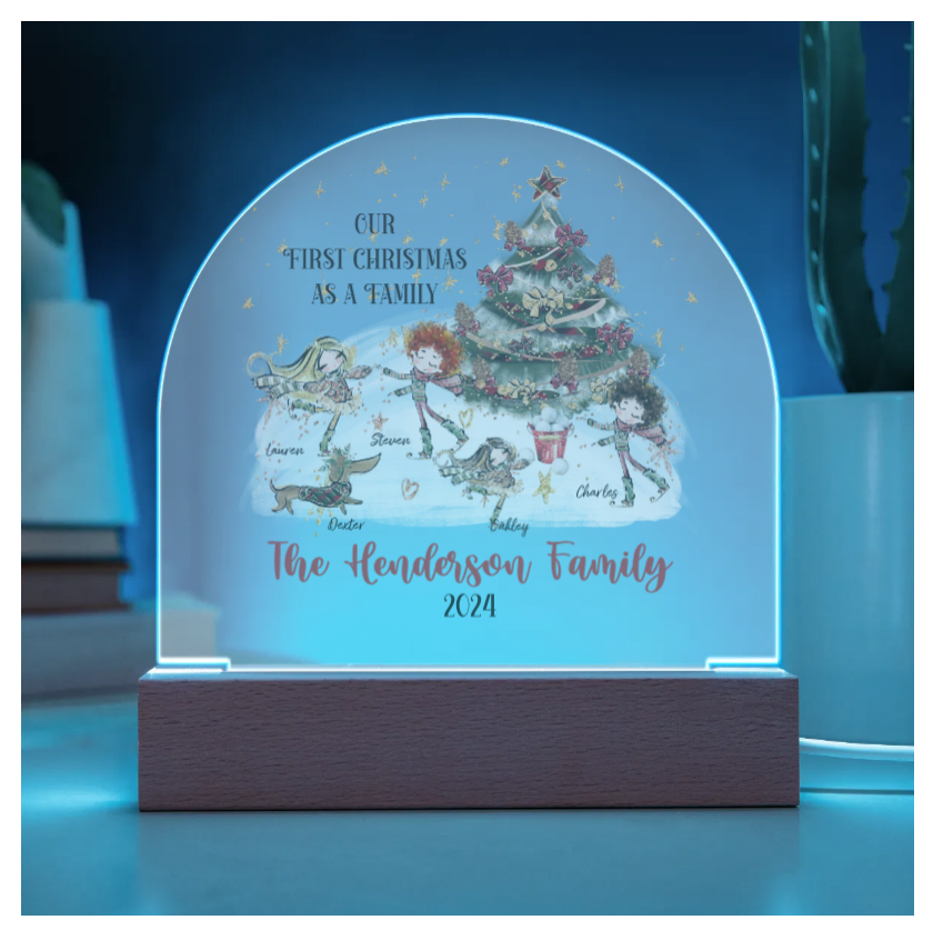 Personalised Our First Christmas as a Family Acrylic Dome Plaque Night Light