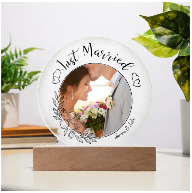 Personalised Circle Acrylic Plaque, Wedding, Engagement, I Love You