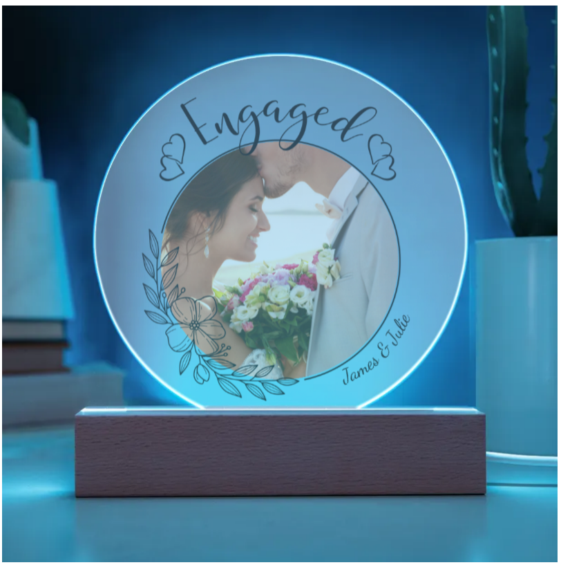Personalised Circle Acrylic Plaque, Wedding, Engagement, I Love You