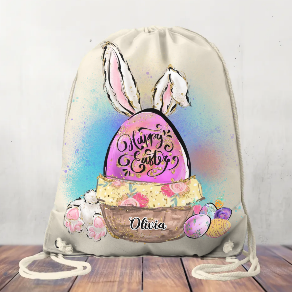 Canvas Drawstring Bag Easter Basket