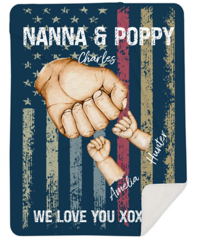 Personalised Fist Bump, Flag Fleece Blanket