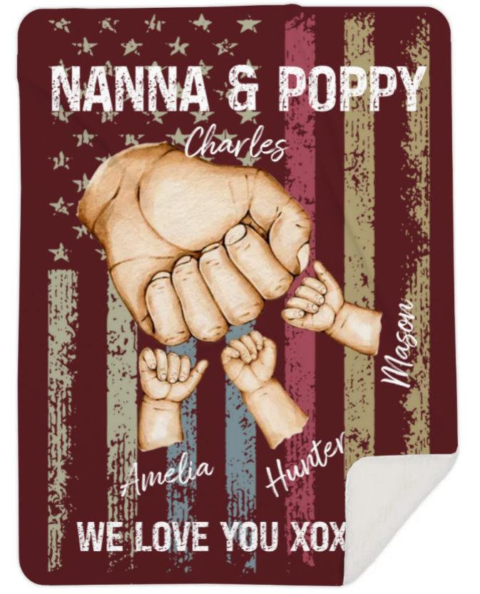 Personalised Fist Bump, Flag Fleece Blanket